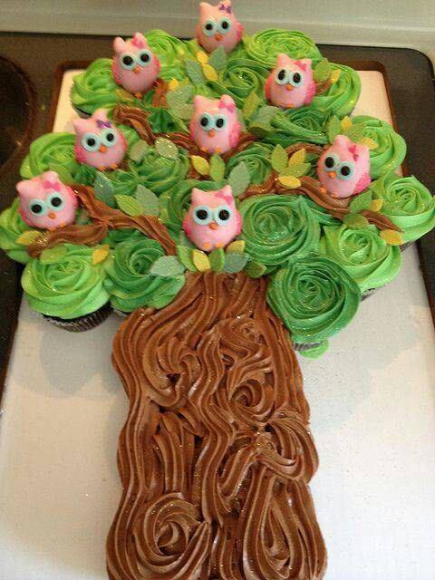 Owls in a Tree Pull-Apart Cupcake Cake
