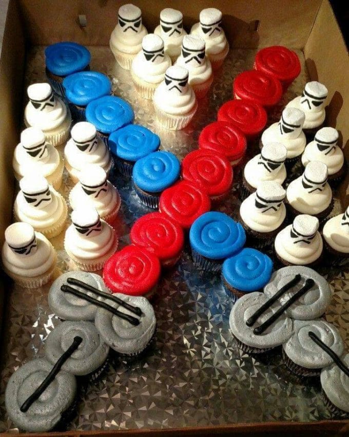 Star Wars Light Saber and Storm Trooper Cupcake Cake