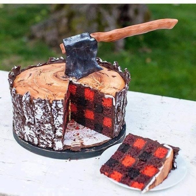 Lumberjack Cake...these are the BEST Cake Ideas!