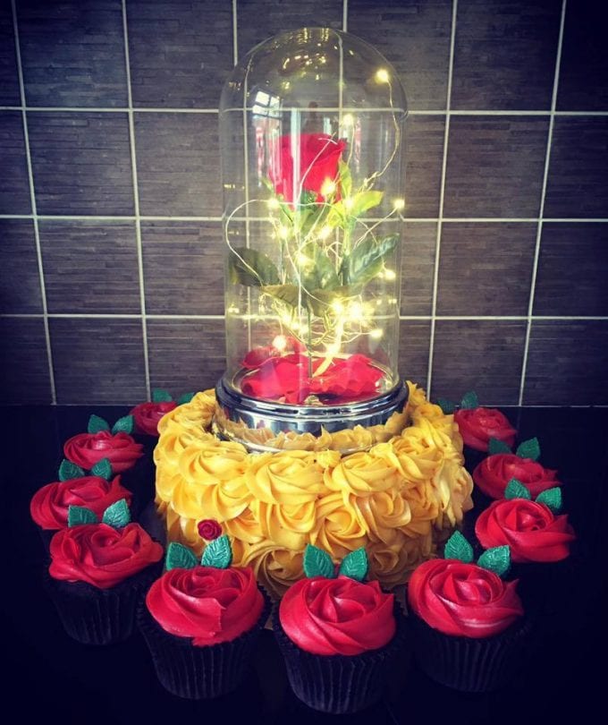 Beauty and the Beast Cake with Cupcakes