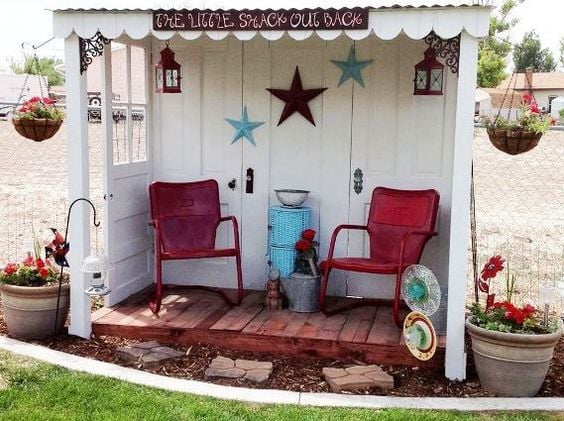 Free Standing Porch using Old Doors...love this!