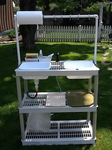 DIY Portable Camping Kitchen with working Sink!