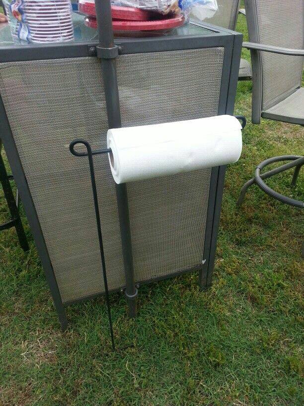 Use a Flag Holder to hold your Paper Towels while Camping.