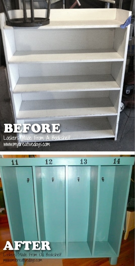 Turn an Old Bookshelf into Lockers for the Kid...awesome Upcycle Ideas!