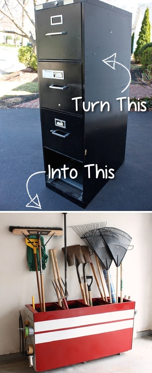 Turn an Old File Cabinet into Garage Storage...awesome Upcycle Ideas!