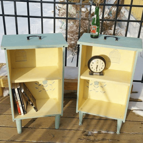 Turn Drawers into Side Tables with Shelves...awesome Upcycle Ideas!