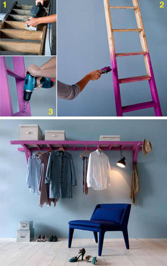 Turn an Old Ladder into a Clothes Closet...these are awesome Upcuycled & Repurposed ideas!