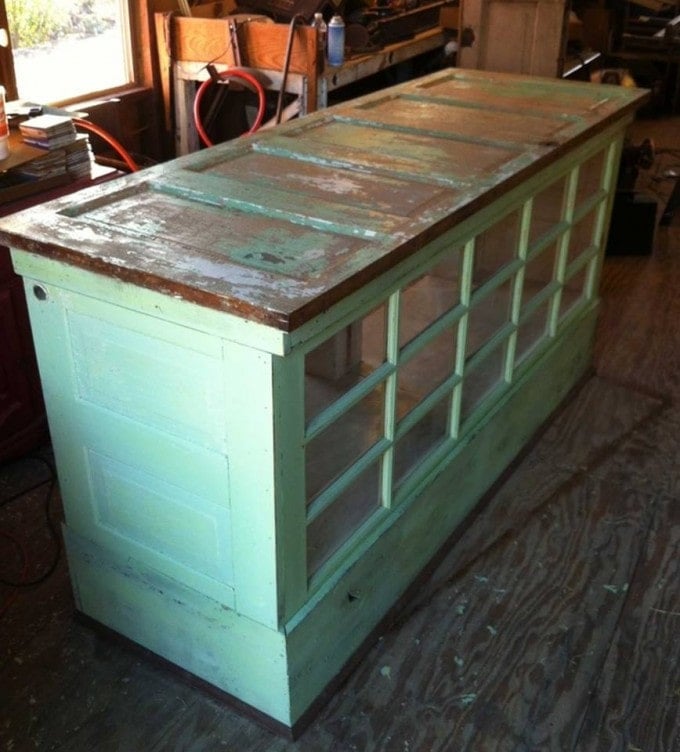 Turn Old Doors into a Kitchen Island or Cabinet...these are awesome Upcycled & Repurposed Ideas!