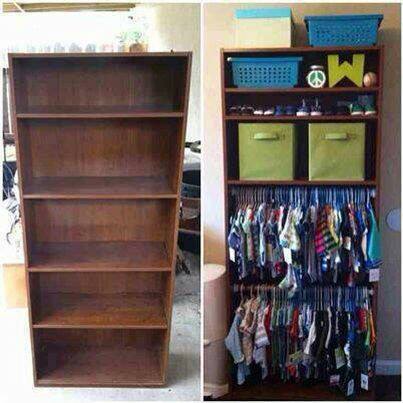 Turn an Old Bookcase into a Baby Closet...awesome Upcycle Ideas!