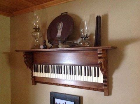 Add old Keyboard or Piano Keys to a Hanging Shelf...these are the BEST Upcycled & Repurposed Ideas!
