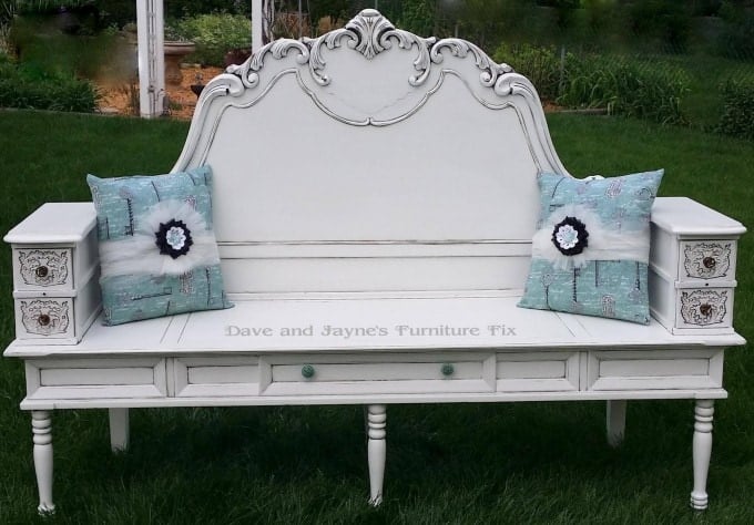Turn a Headboard, Coffee Table, & Sewing Drawers into a Bench...these are the BEST Upcycled & Repurposed Ideas!