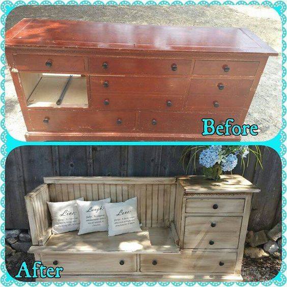Turn an Old Dresser into a Day Bench...awesome Upcycle Ideas!