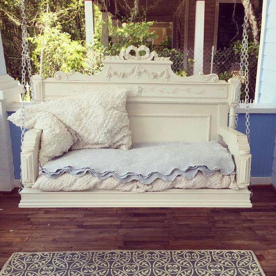 Antique Headboard made into a Porch Swing....these are the BEST Upcycled & Repurposed Ideas!