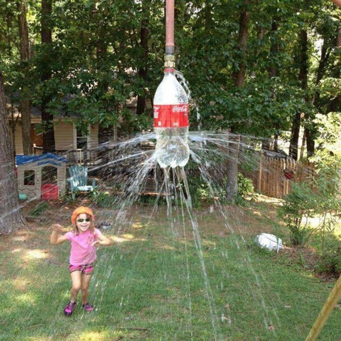 Coke Bottle Sprinkler...these are the BEST Backyard Games for Kids & Adults!