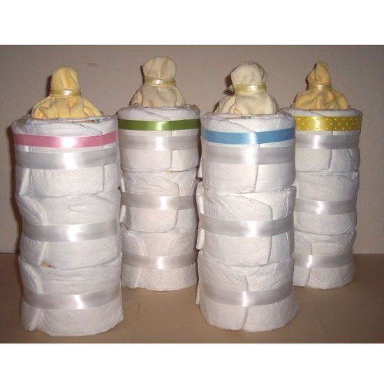 Bottle Shaped Diaper Cake...these are the BEST Baby Shower Ideas!