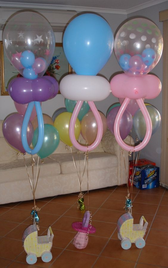 Pacifier Balloons...these are the BEST Baby Shower Ideas!