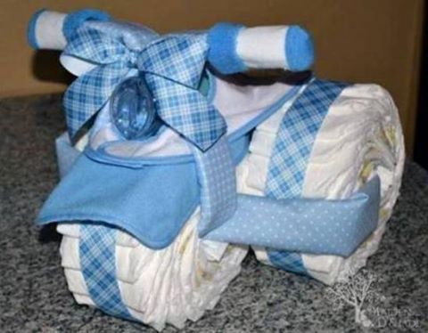 Tricycle Diaper Cake..these are the BEST Baby Shower Ideas!