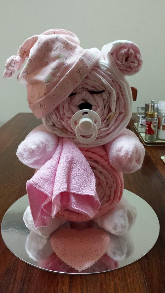 Sleepy Bear Diaper Cake...these are the BEST Baby Shower Ideas!