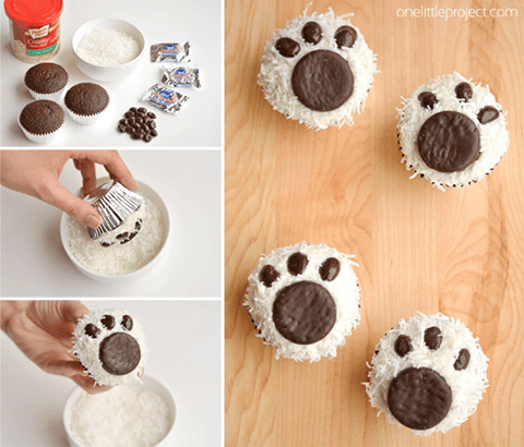 Easy Polar Bear Paw Cupcakes...these are the BEST Cupcake Ideas!