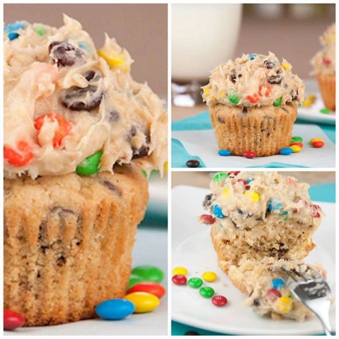 Monster Cookie Dough Cupcakes....these are the BEST Cupcake Ideas!