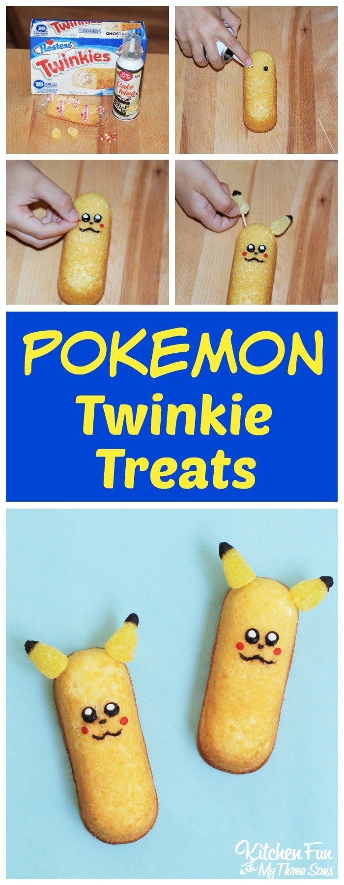 Pikachu Pokemon Twinkie Treats ....such a fun & easy idea for a Pokemon Party!