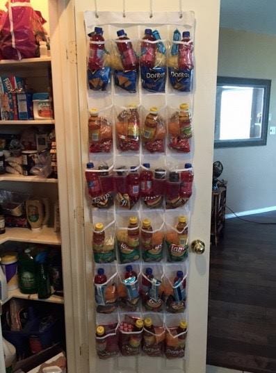 Organize Snacks & School Lunches with a clear Hanging Shoe Organizer....these are the BEST Back to School Lunch Ideas for Kids!