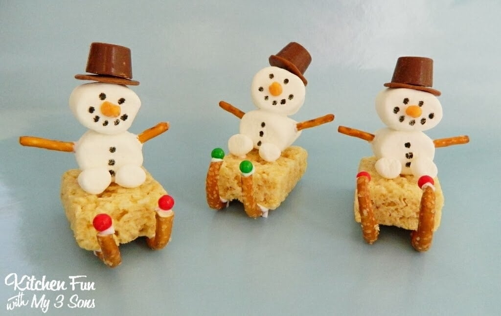 Christmas Snowman Sleigh Rice Krispie Treats