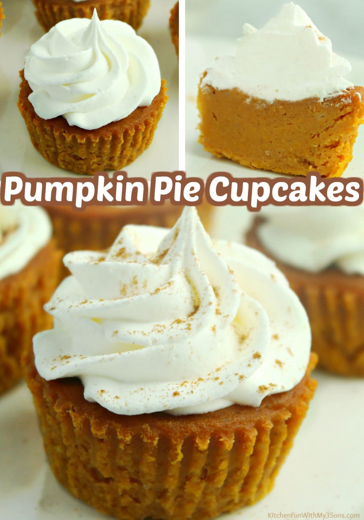 Mini pumpkin pies topped with piped whipped cream