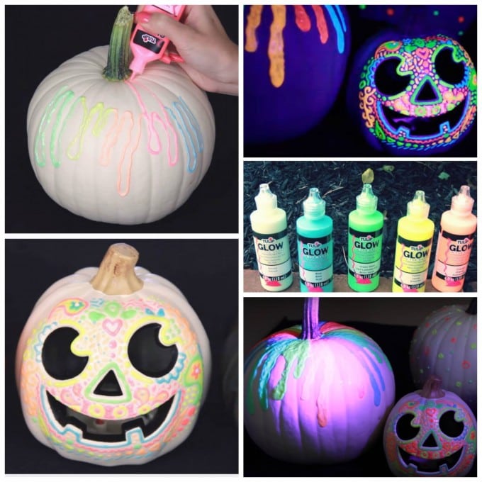 Glow in the Dark Pumpkins...these are the BEST DIY Carved & Decorated Pumpkin ideas for Halloween!