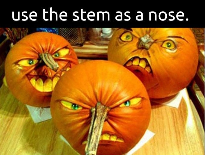Monster Pumpkins with Stem Noses...these are the BEST DIY Carved & Decorated Pumpkin Ideas for Halloween!