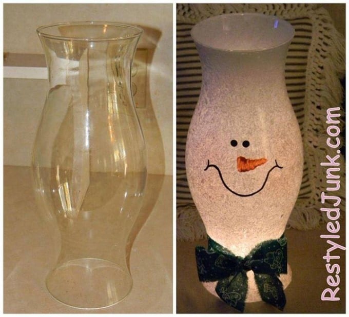 DIY Snowman Hurricane Shade...these are the BEST Homemade Christmas Decorations & Craft Ideas!