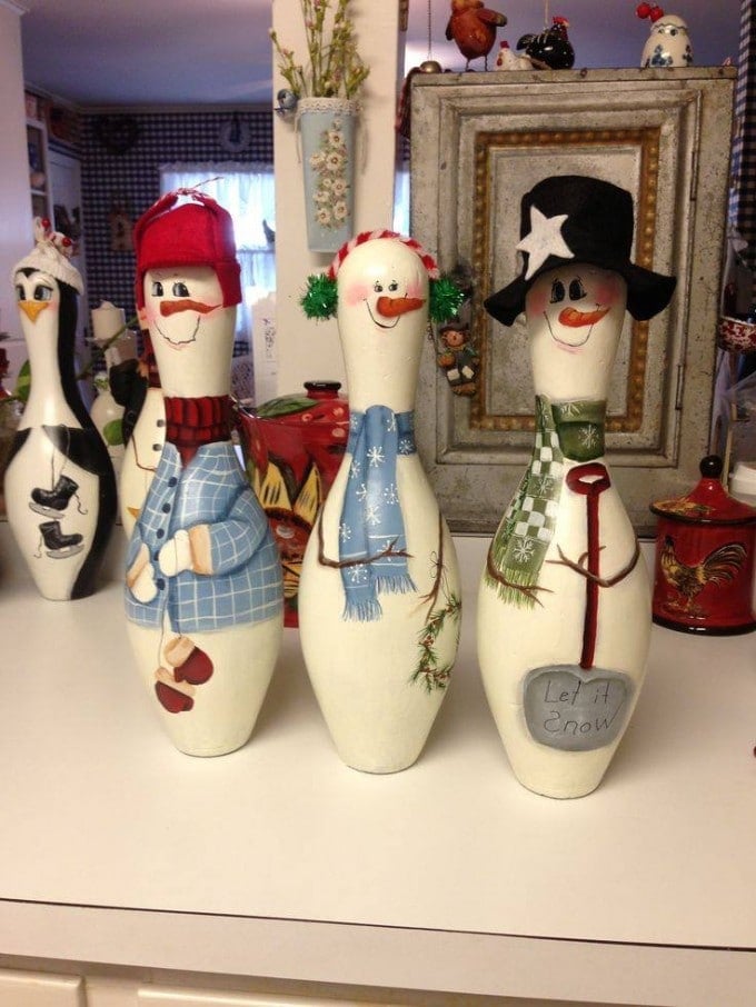 Bowling Pin Snowmen