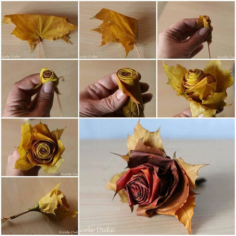 How to make Flowers with Leaves...these are the BEST Fall Craft Ideas & DIY Home Decor Projects!