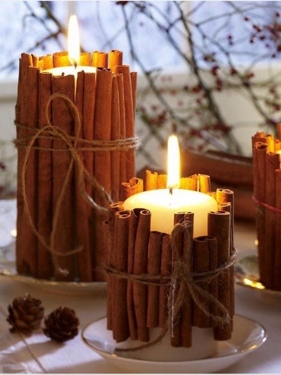 Cinnamon Stick Candle Holders...these are the BEST Fall Craft Ideas & DIY Home Decor Projects!