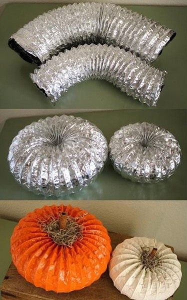 Use a Dryer Vent to make Pumpkins...these are the BEST Fall Craft Ideas & DIY Home Decor Projects!