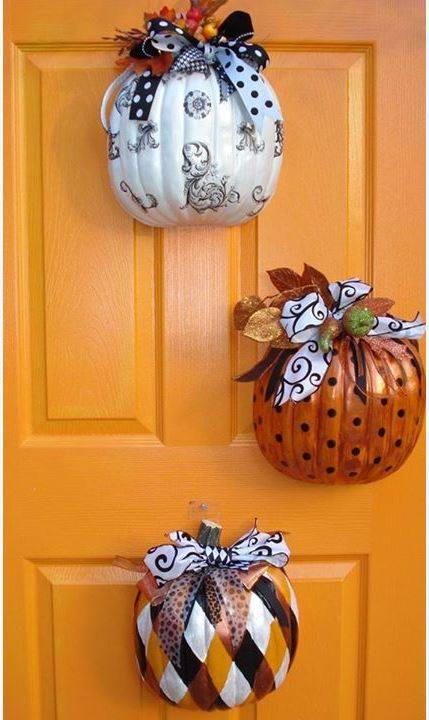 Cut Dollar Store Pumpkins in half, Decorate, and Hang...these are the BEST Fall Craft Ideas & DIY Home Decor Projects!