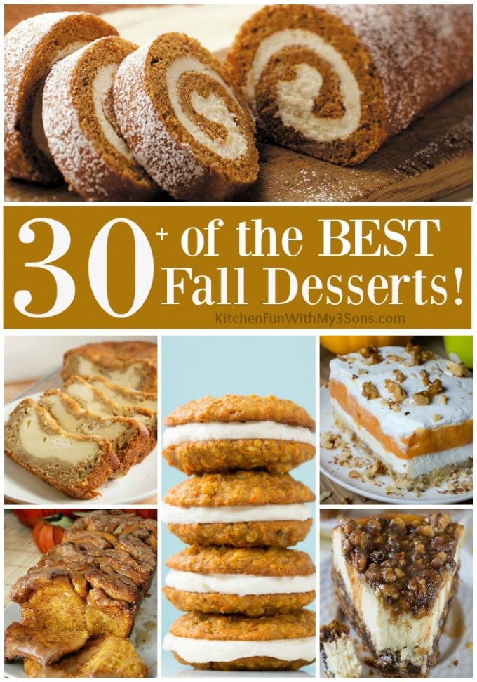 Over 30 of the BEST Fall Dessert Recipes! Including Cake, Cookies, Pie, Bars, Bread, & more!