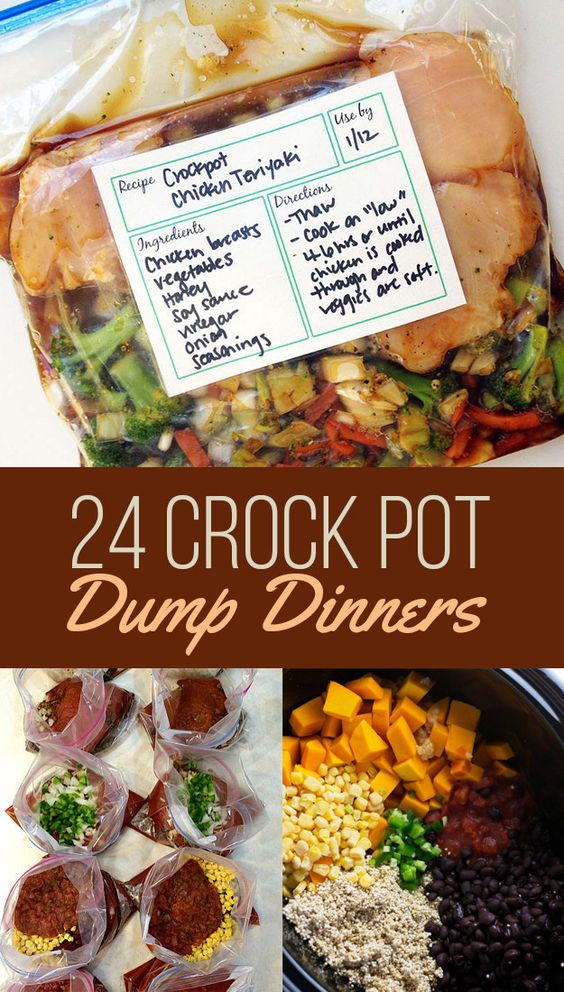 24 Crock-Pot Dump Dinners....100's of the BEST Freezer Meals!