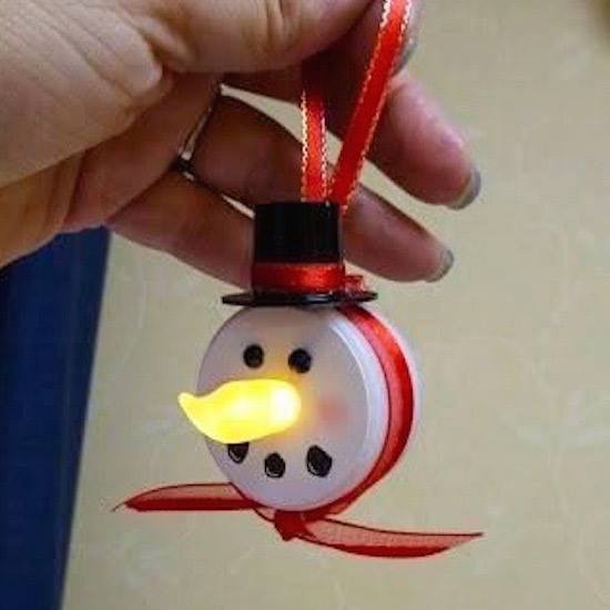 Snowman Tea Light Ornament...these are the BEST Homemade Christmas Ornaments!
