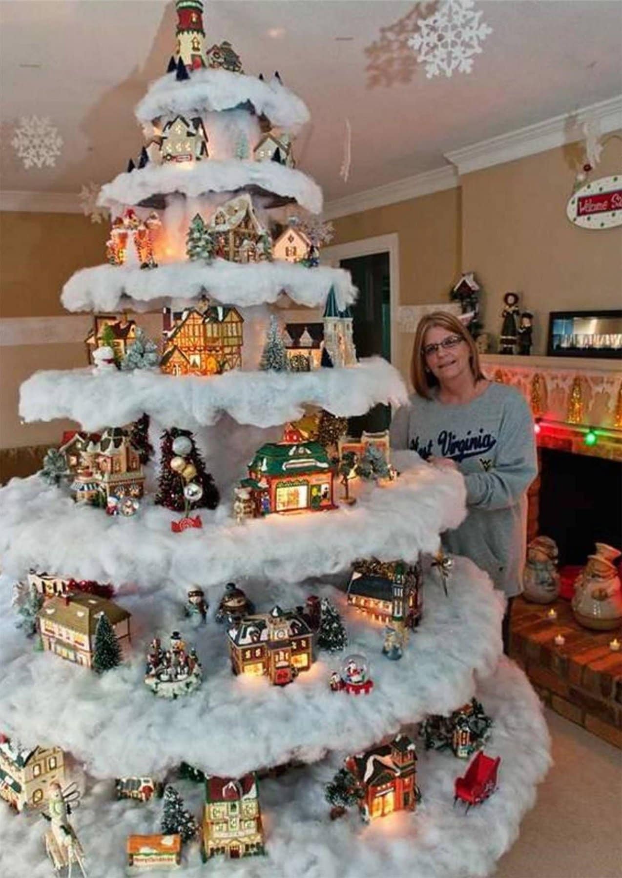 Christmas Village Tree...these are the most Creative Christmas Tree Ideas!