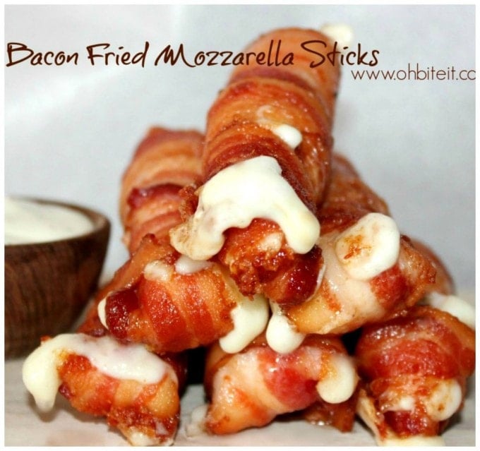 Bacon Fried Mozzarella Sticks...these are the BEST Football Party Food Recipe Ideas!