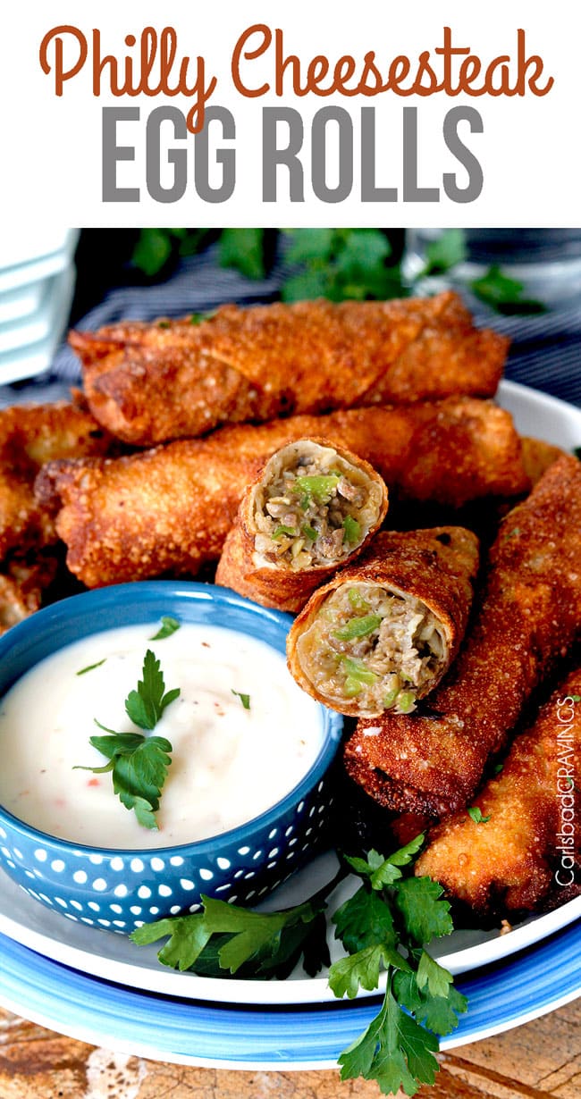 Philly Cheesesteak Egg Rolls - these are the BEST Football Party Food Ideas!