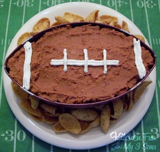 7-Layer-Football Dip...these are the BEST Super Bowl Football Party Food & Recipe Ideas!