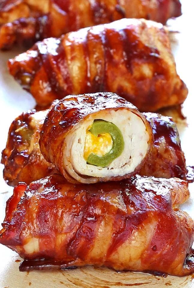 Bacon BBQ Chicken Bombs...these are the BEST Football Appetizer Recipes!