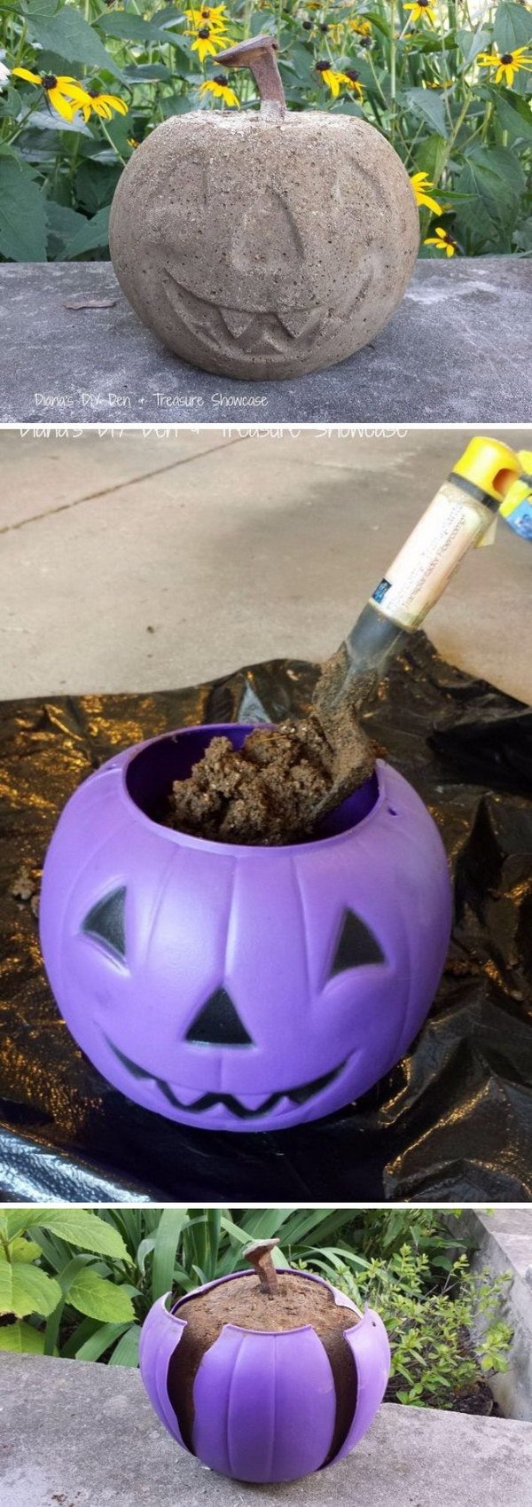 DIY Halloween Concrete Pumpkins