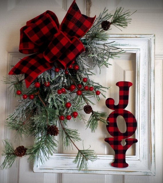 Christmas Joy Wreath using a Frame...love this! 