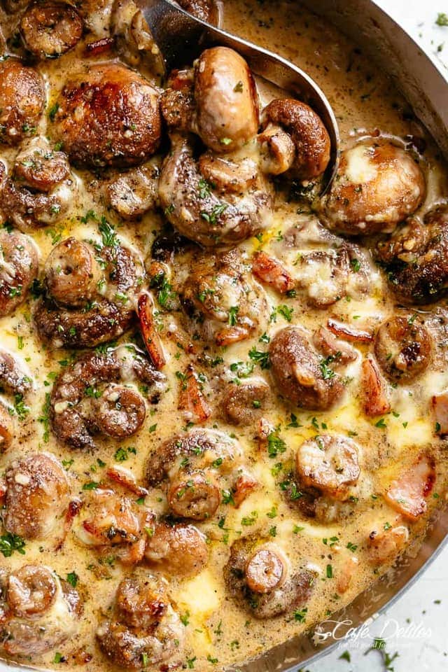Creamy Garlic Mushrooms and Bacon