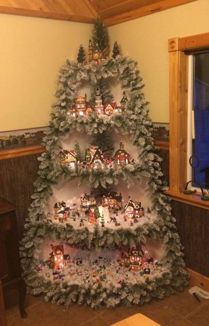 Christmas Village Tree...these are the BEST Christmas Tree Ideas!