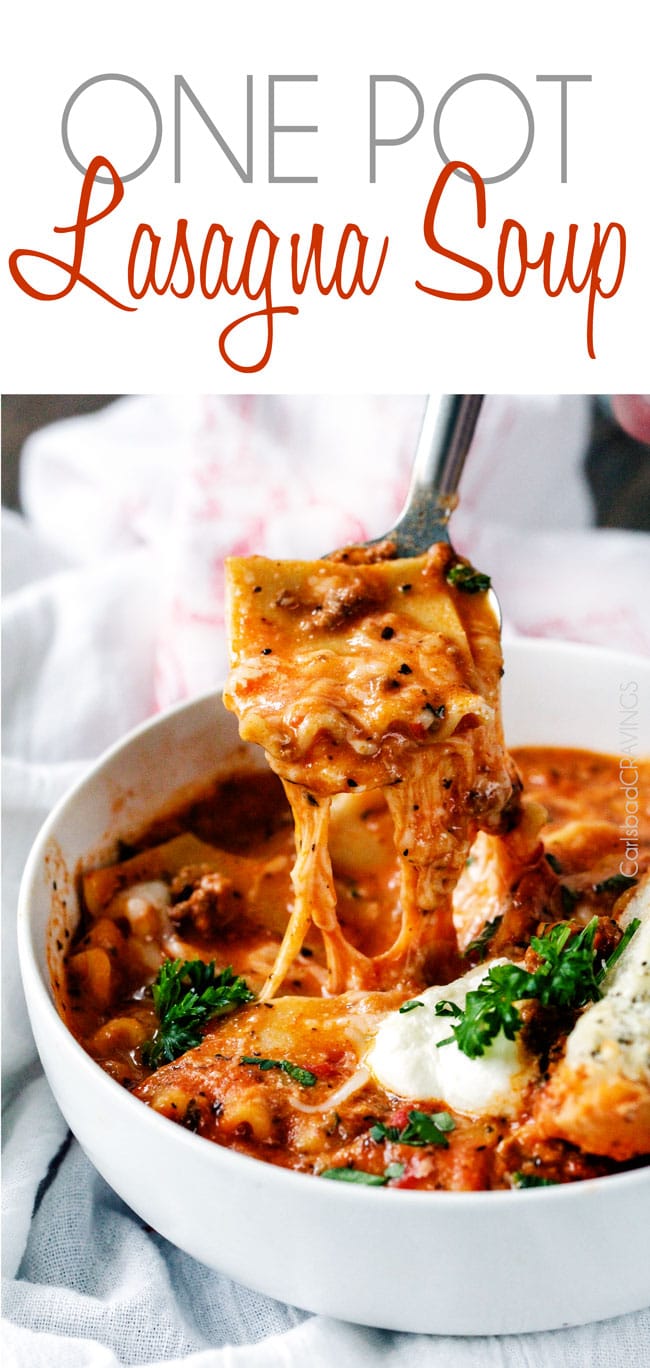 One Pot Lasagna Soup...these are the BEST Comfort Food Recipes!