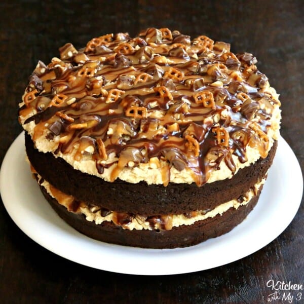 Take 5 Cake on a wooden table.